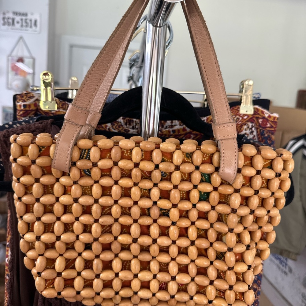 The Sak Wooden Beaded Handbag – Boho Natural Wood Purse